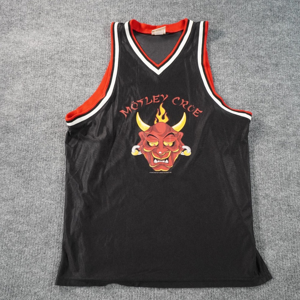 Winterland Motley Crue Jersey Mens Large Black 2000 Tour Devil Graphic Mesh